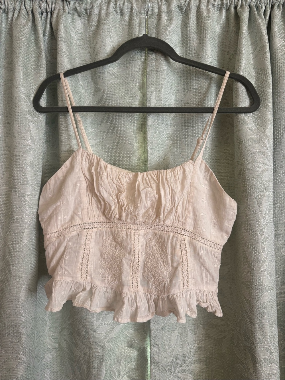Light Cream Lace-Trim Spaghetti Strap Cami Top